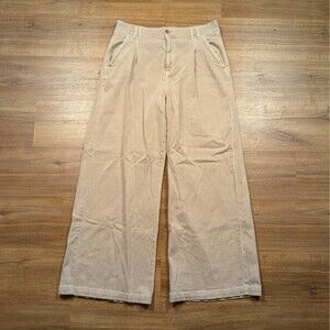 American Eagle Super High Rise Baggy Wide Leg Pants Womens 12 Beige Khaki Casual